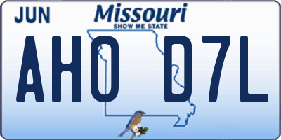 MO license plate AH0D7L