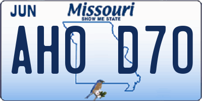 MO license plate AH0D7O