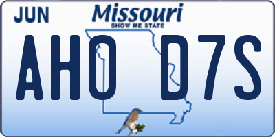 MO license plate AH0D7S