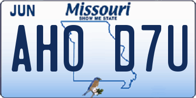 MO license plate AH0D7U