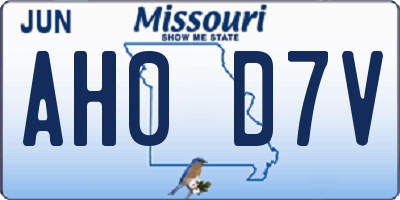 MO license plate AH0D7V