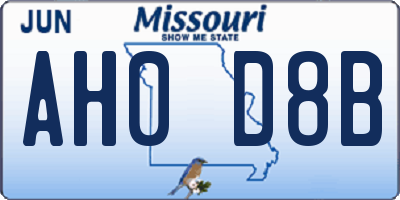 MO license plate AH0D8B