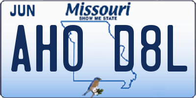 MO license plate AH0D8L