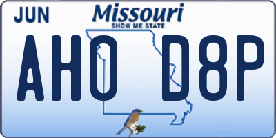 MO license plate AH0D8P