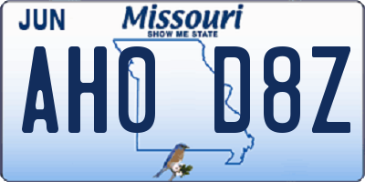 MO license plate AH0D8Z