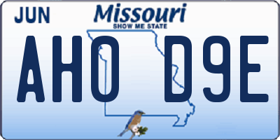 MO license plate AH0D9E