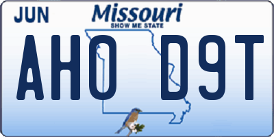 MO license plate AH0D9T