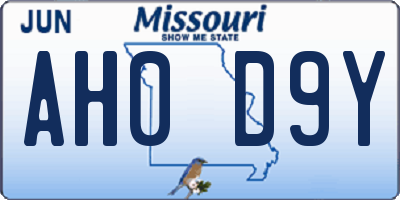 MO license plate AH0D9Y