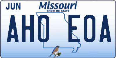 MO license plate AH0E0A