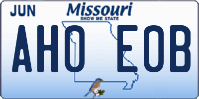 MO license plate AH0E0B