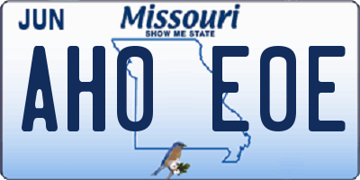 MO license plate AH0E0E