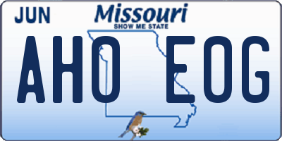 MO license plate AH0E0G