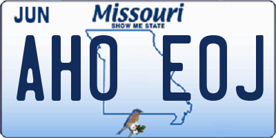 MO license plate AH0E0J