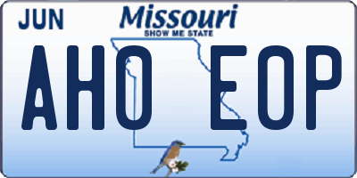 MO license plate AH0E0P