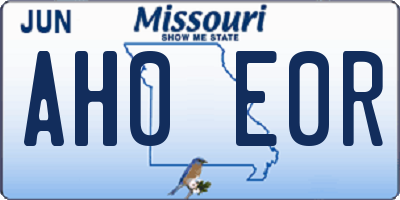 MO license plate AH0E0R