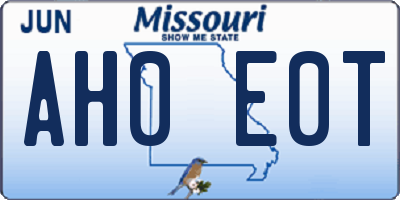 MO license plate AH0E0T