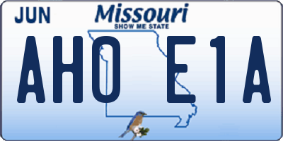 MO license plate AH0E1A