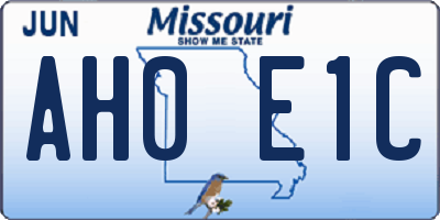 MO license plate AH0E1C