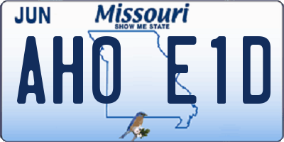 MO license plate AH0E1D