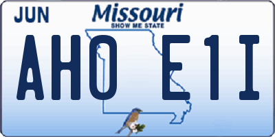 MO license plate AH0E1I