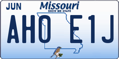 MO license plate AH0E1J