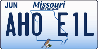 MO license plate AH0E1L