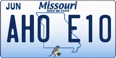 MO license plate AH0E1O