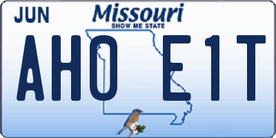 MO license plate AH0E1T