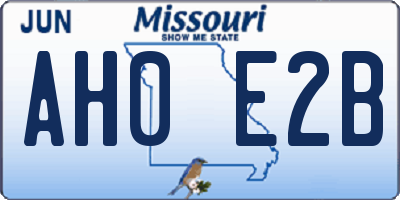 MO license plate AH0E2B