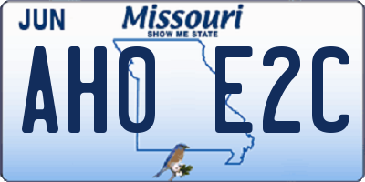 MO license plate AH0E2C