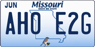 MO license plate AH0E2G