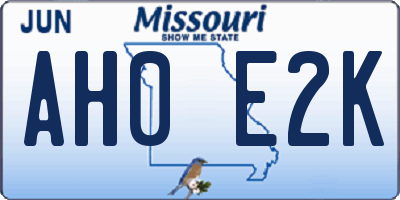 MO license plate AH0E2K