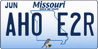 MO license plate AH0E2R