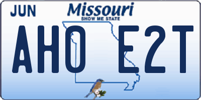 MO license plate AH0E2T