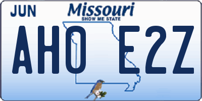 MO license plate AH0E2Z