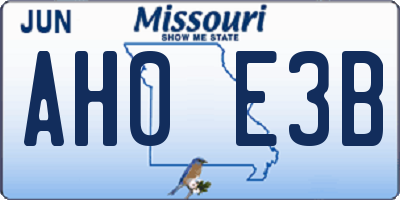 MO license plate AH0E3B