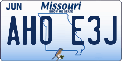 MO license plate AH0E3J