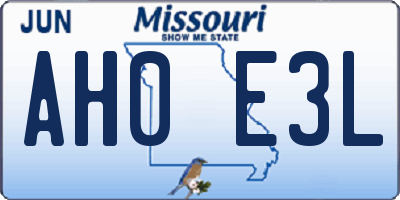 MO license plate AH0E3L