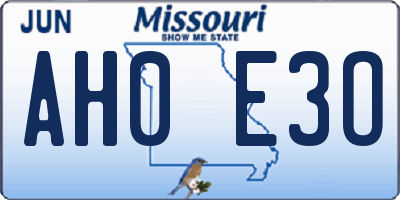 MO license plate AH0E3O