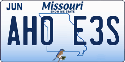 MO license plate AH0E3S