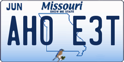 MO license plate AH0E3T