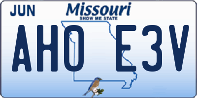 MO license plate AH0E3V