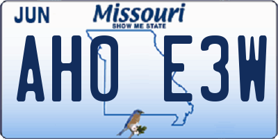 MO license plate AH0E3W