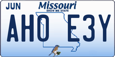 MO license plate AH0E3Y