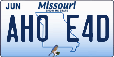 MO license plate AH0E4D