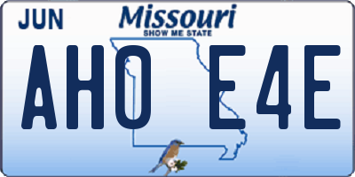 MO license plate AH0E4E