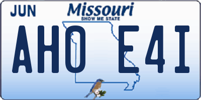 MO license plate AH0E4I