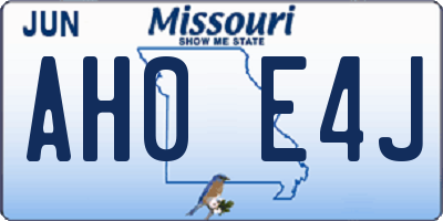 MO license plate AH0E4J