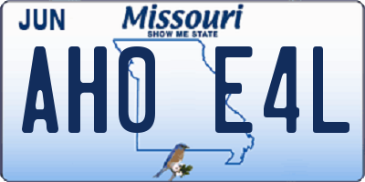 MO license plate AH0E4L