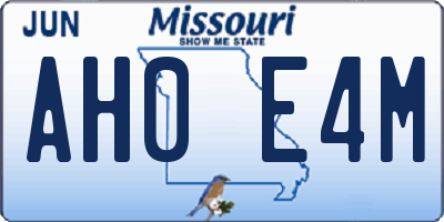 MO license plate AH0E4M